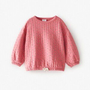 Zara Kids Pink Quilted Sweatshirt Size 3-4 Floral Print Padded drawstring Girl